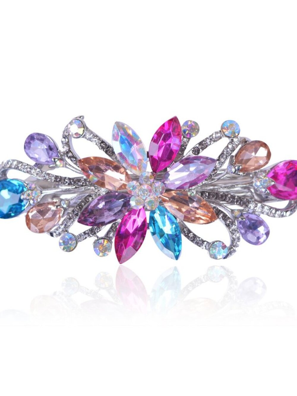 Flower Luxury Jewelry Design Hairpin Rhinestone Hair Barrette Clip for Women and - Picture 1 of 5